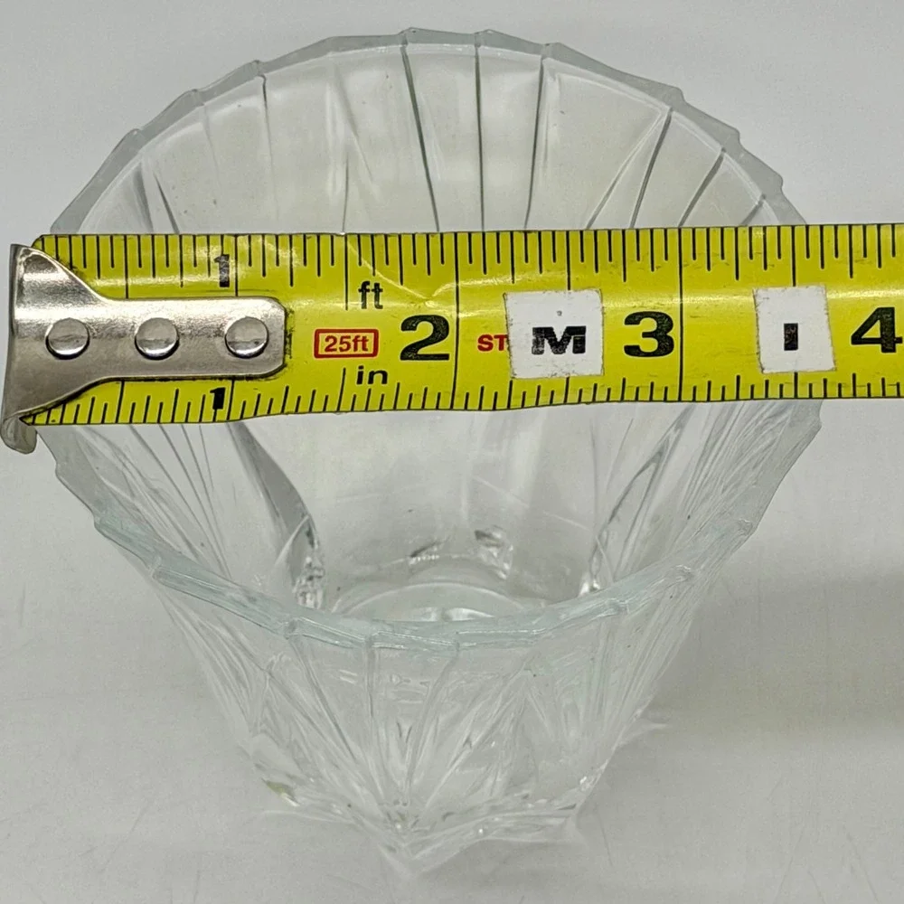 Clear Pressed Glass Flared Ribbed Vase Starburst Base Home Decor Excellent